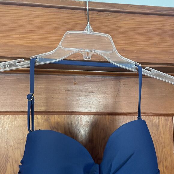 Catalina Women's Swim Top L Tankini Navy Twist Front Bandeau NWT Style #19CT200 - Picture 4 of 9